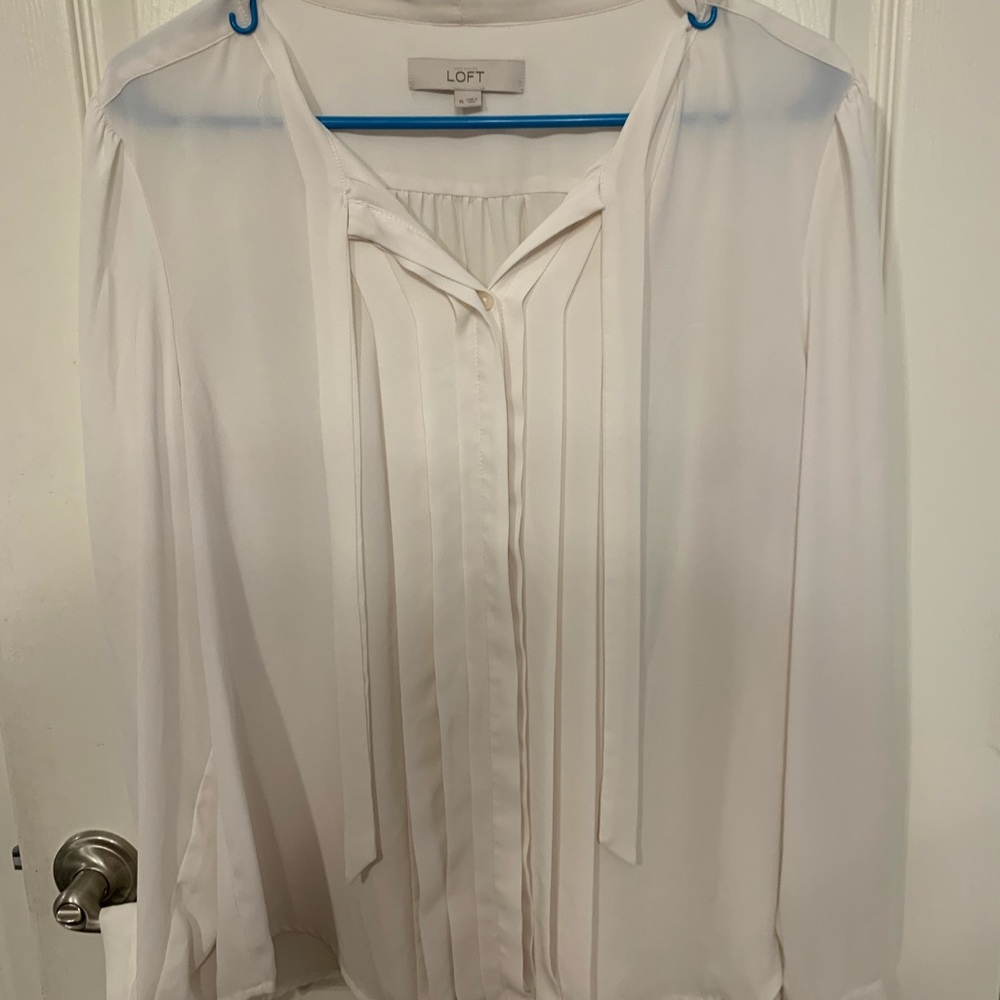 LOFT Tie-Front Long Sleeve Blouse
